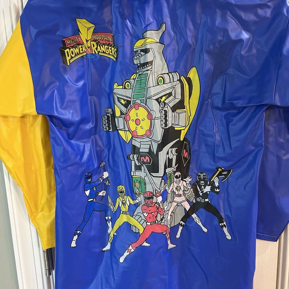 Vintage 1994 Mighty Morphin Power Rangers Kids Vinyl Raincoat Jacket Sz 6 Saban - Picture 6 of 13